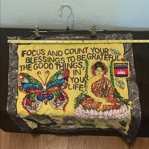 (0352) Handcrafted Buddha Colorful Sequin Wall Hanging Decor “ 20 X 22 - Picture 4 of 9